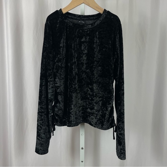 Art Class XL 14/16 Kids Crushed Velvet Ruched Drawstring Side Long Sleeve Top - Picture 1 of 7